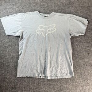 Fox Shirt Mens XL Gray Fox Head Logo Graphic Tee Motocross Moto MX Biker Top